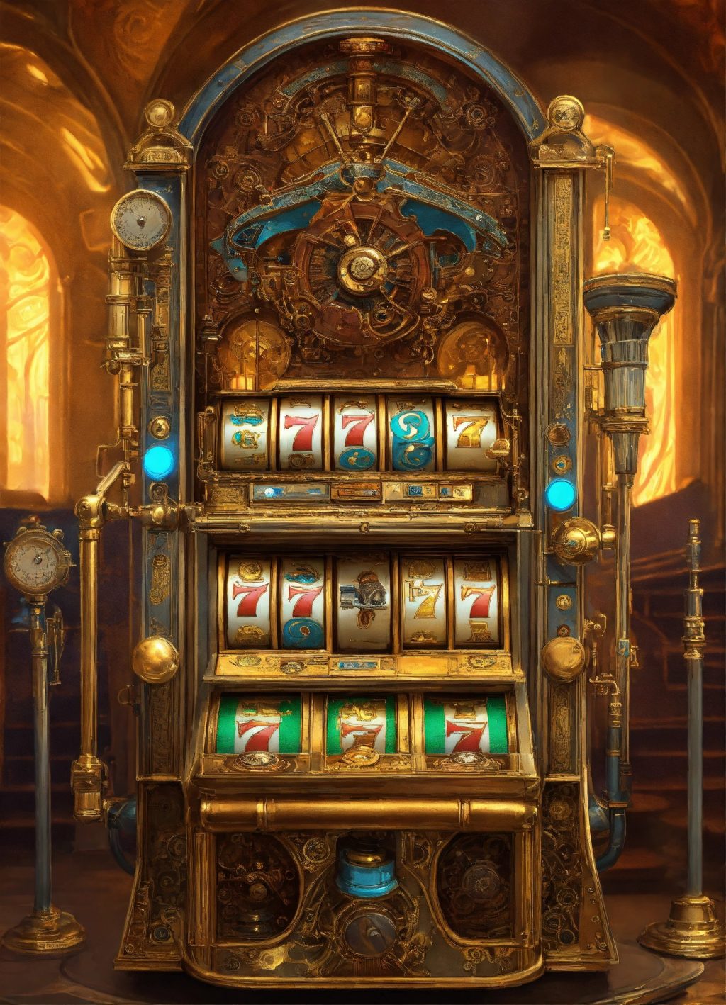 steampunk vintage casino slot machine